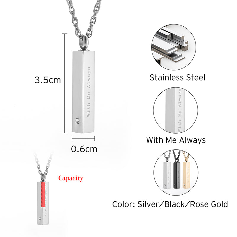 Memorial Cremation Ashes Necklace Bar-Engraving