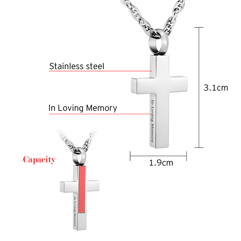 Cross Cremation Pendant Necklace for Ashes