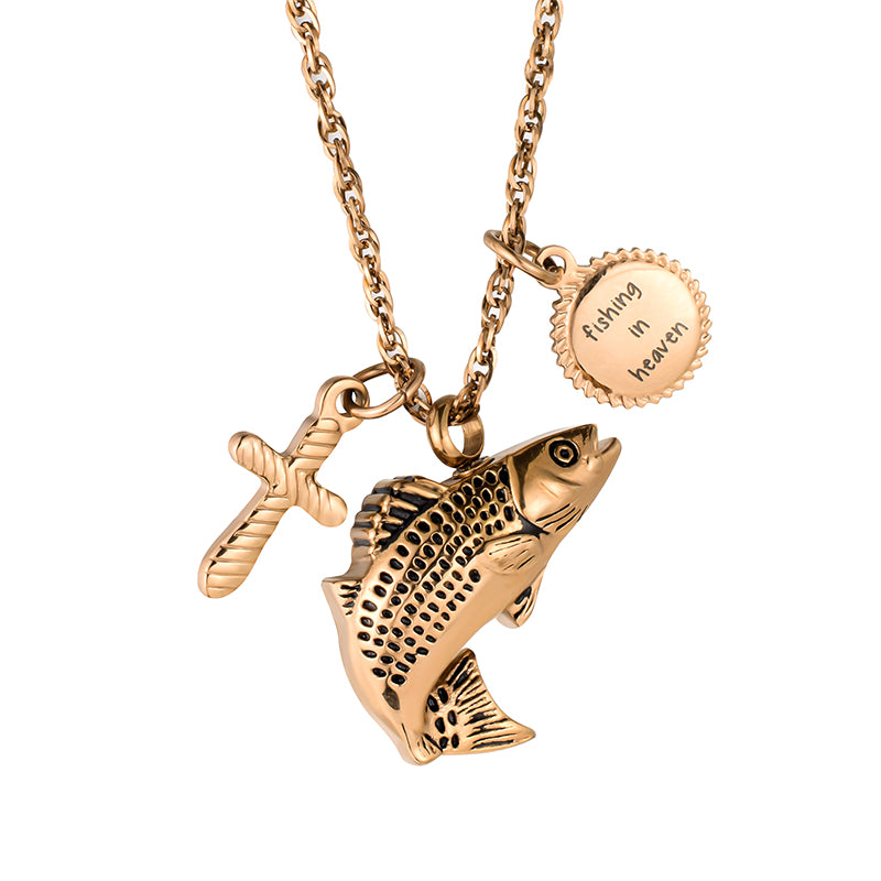 Fish and Cross Cremation Pendant - Engraving