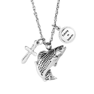 Fish and Cross Cremation Pendant - Engraving