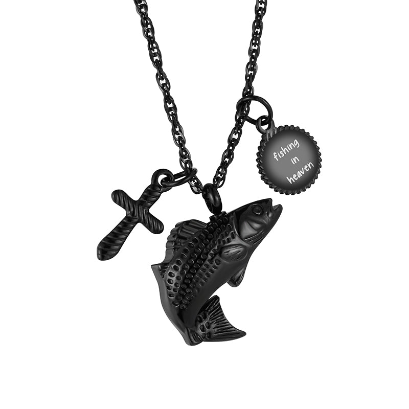 Fish and Cross Cremation Pendant - Engraving