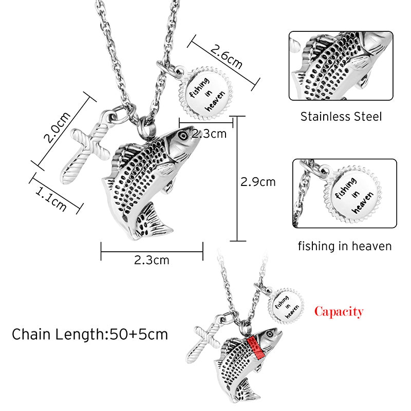 Fish and Cross Cremation Pendant - Engraving