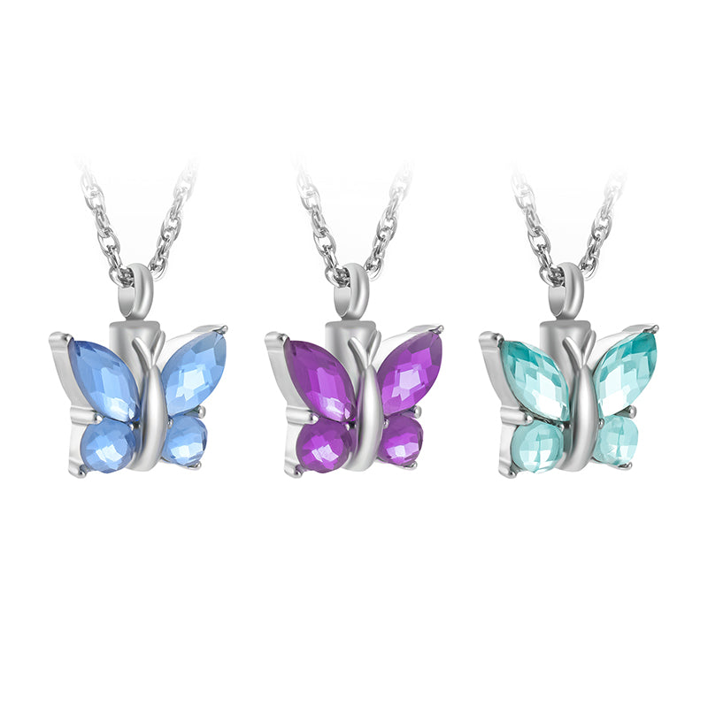 Butterfly Green Urn Necklace - Cremation Jewelry