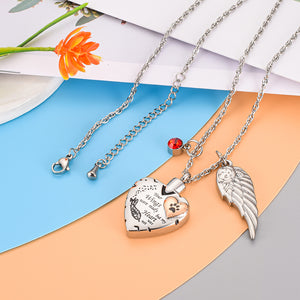 Angle Wings, Heart and Birthstone Necklace