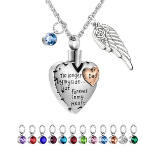 Angle Wings, Heart and Birthstone Necklace