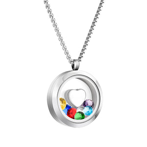 Heart Cremation Necklace of Colorful Zircon