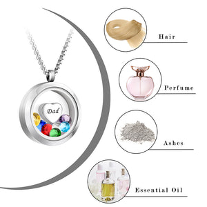 Heart Cremation Necklace of Colorful Zircon