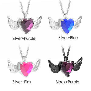 Heart and Angle Wings Cremation Pendant