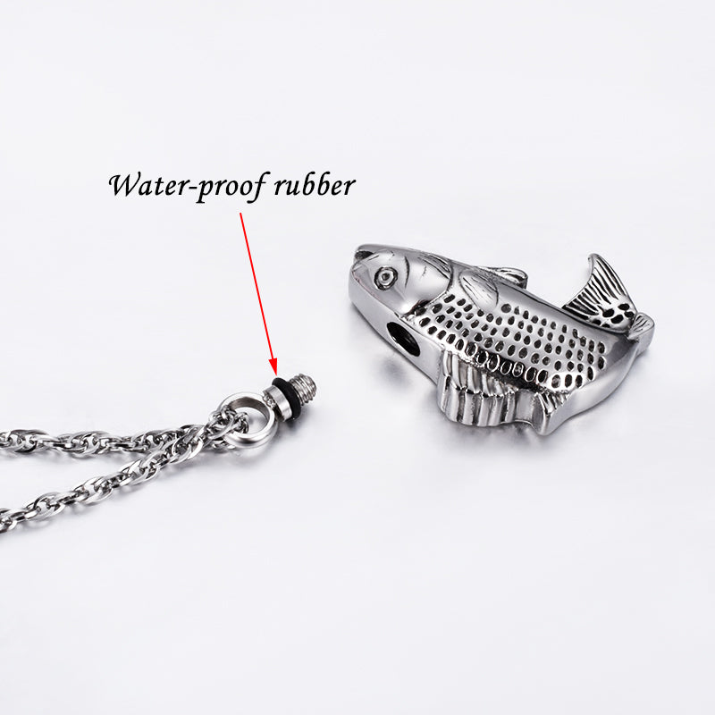Filled Fish Cremation Necklace
