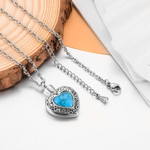 Blue Heart Cremation Necklace