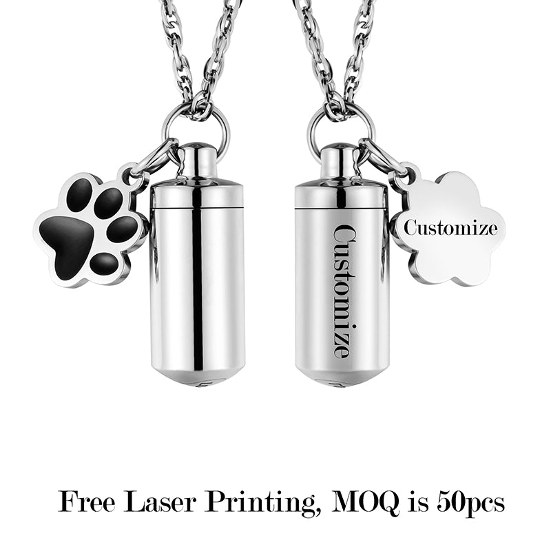 Memorial Cremation Necklace with Paw