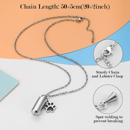 Memorial Cremation Necklace with Paw