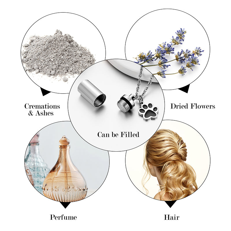 Memorial Cremation Necklace with Paw