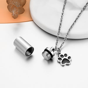 Memorial Cremation Necklace with Paw