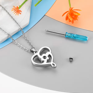 Heart and Paws Cremation Necklace with Diamond