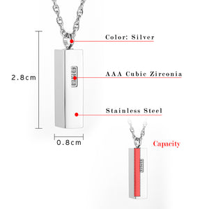 Bar Crenmation Necklace with Three Zircon