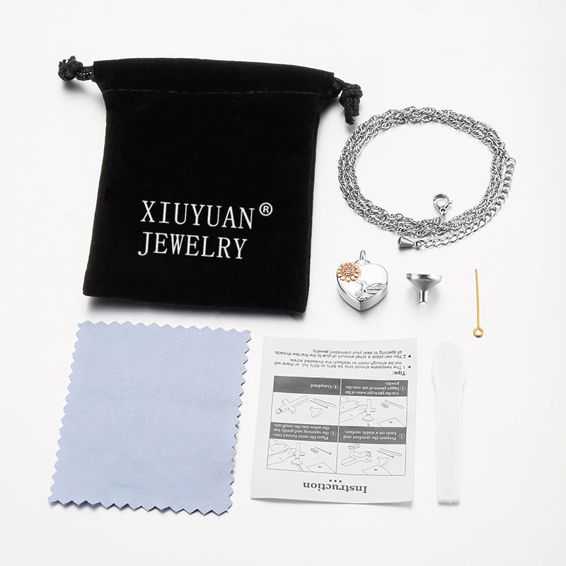 Heart Cremation Pendant of Hummingbird