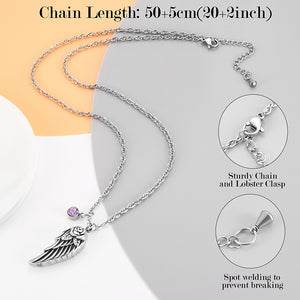 Angle Wings Cremation Necklace with Birthstone