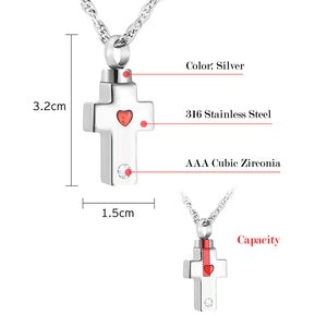 Cross Cremation Necklace with Zircon