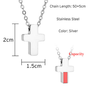 Small Cross Cremation Pendant Necklace