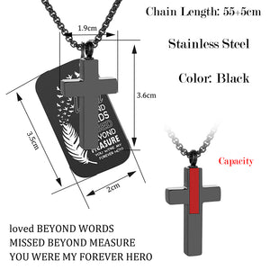 Cross and Small Monument Cremation Necklace