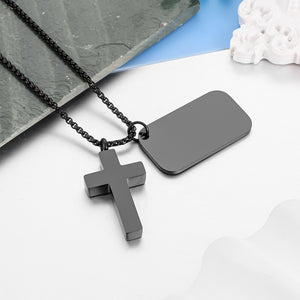 Cross and Small Monument Cremation Necklace