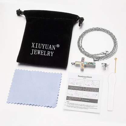 Art Cross Cremation Pendant Necklace