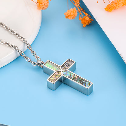 Art Cross Cremation Pendant Necklace