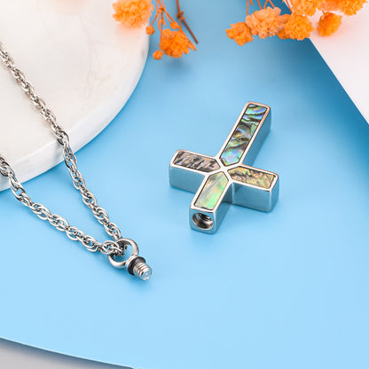 Art Cross Cremation Pendant Necklace