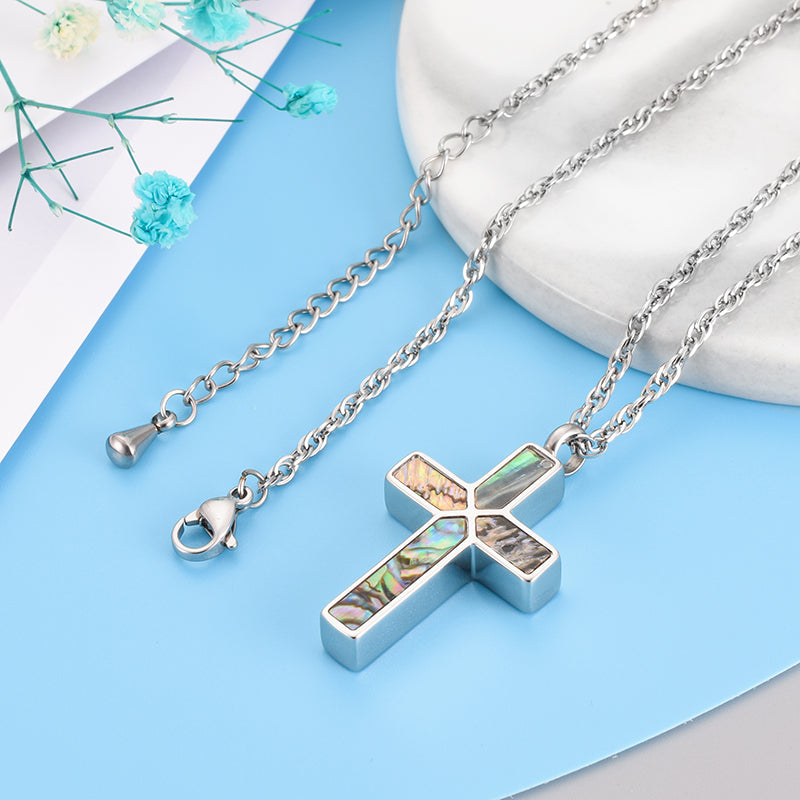 Art Cross Cremation Pendant Necklace