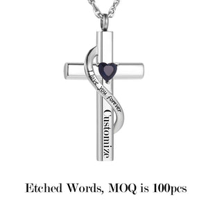 Cross Cremation Pendant with Blue Heart