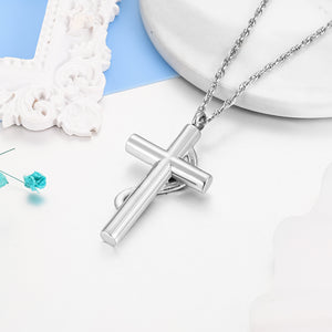 Cross Cremation Pendant with Blue Heart