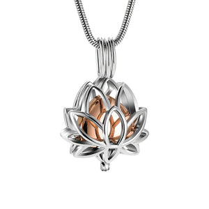 Hollow Lotus and Heart Pendant Necklace