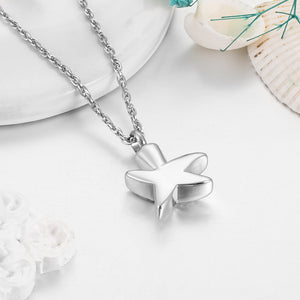 White Diamond Starfish Filled Cremation Necklace