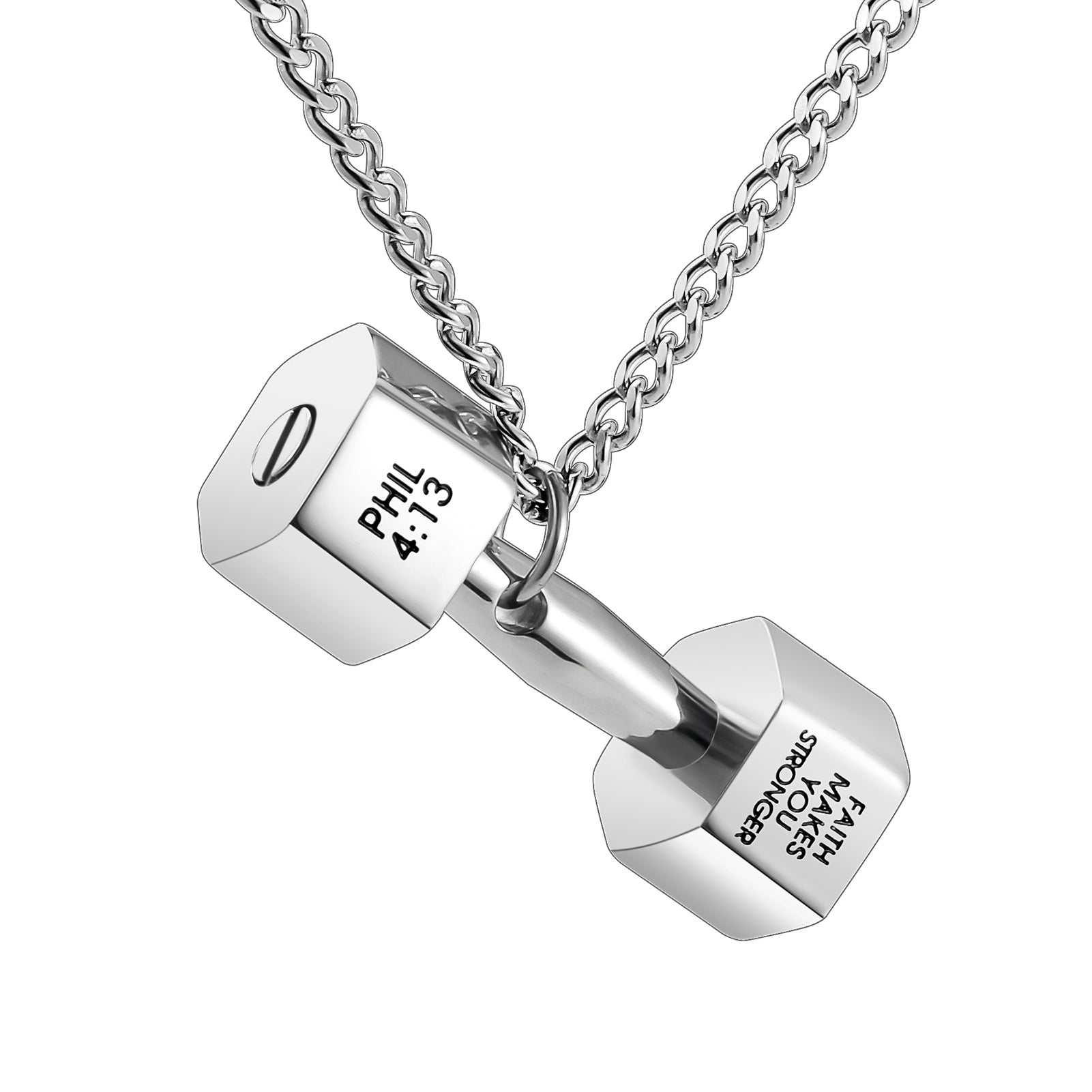 Steel Dumbbell Cremation Necklace