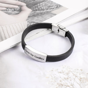 Leather Cremation Bracelet - Never Say Goodbye