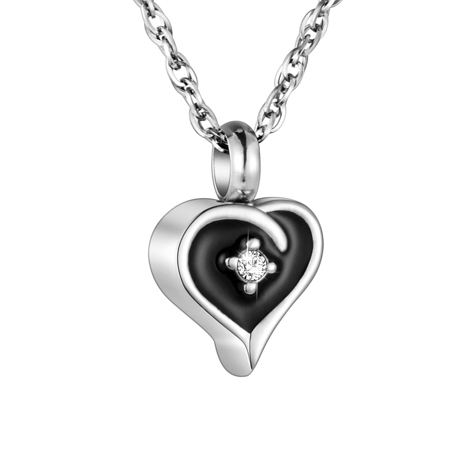 Heart Cremation Necklace with Zircon