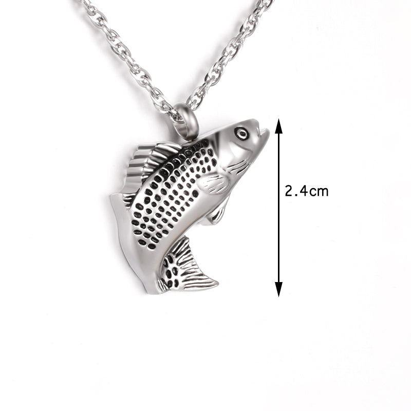 Filled Fish Cremation Necklace