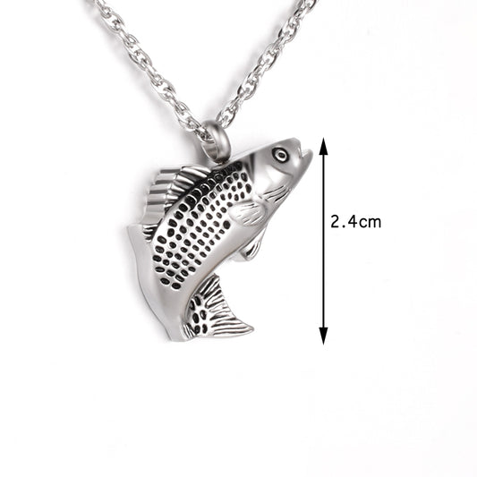 Filled Fish Cremation Necklace
