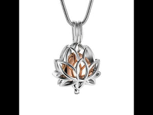 Hollow Lotus and Heart Pendant Necklace