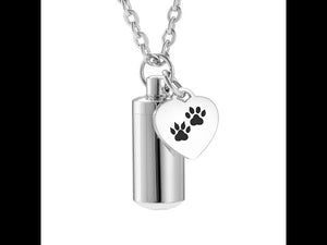 Cremation Necklce with Paws in Heart