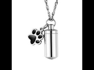 Memorial Cremation Necklace with Paw