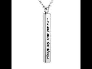 Bar Cremation Necklace for Ashes