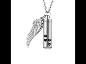 Cremation Necklaces with Angle Wing and Paws